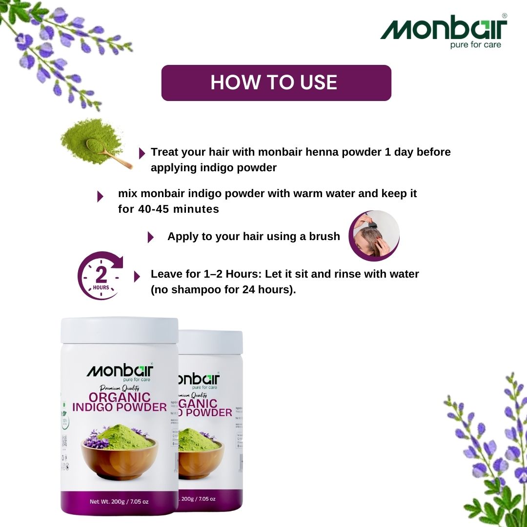 MONBAIR Premium Quality Organic Indigo Powder , 200 Grams