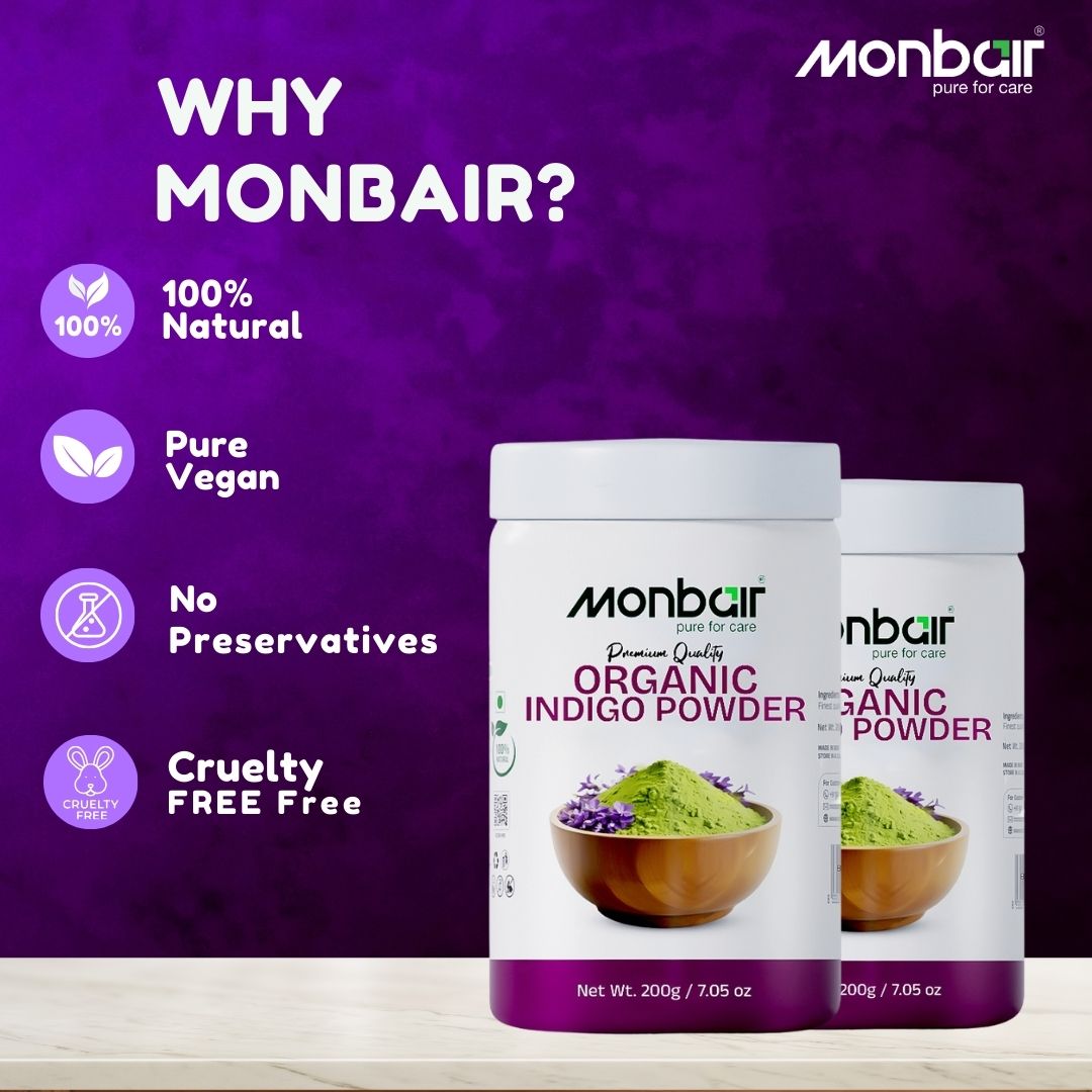 MONBAIR Premium Quality Organic Indigo Powder , 200 Grams