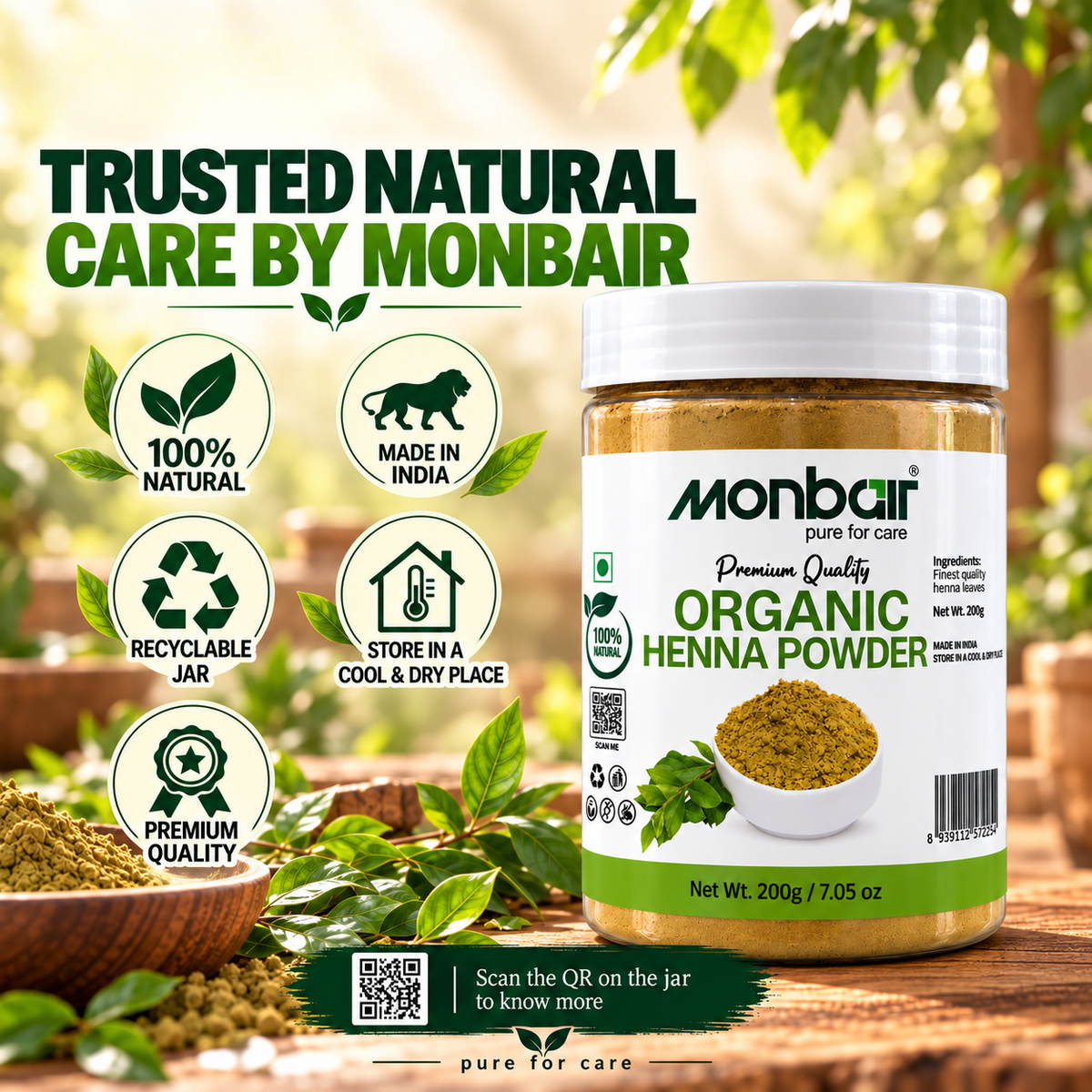 Premium Quality Organic Henna Powder (200 g)