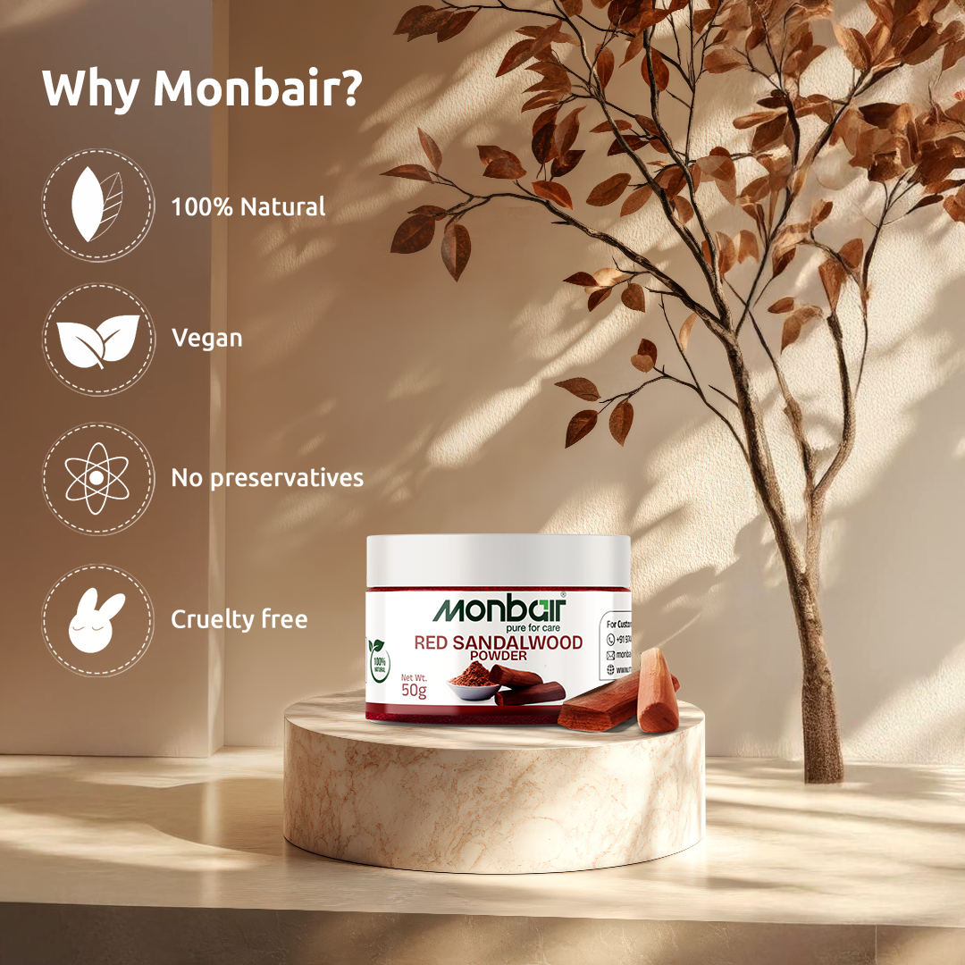 MONBAIR Premium Quality Organic Red Sandalwood Powder (50g)