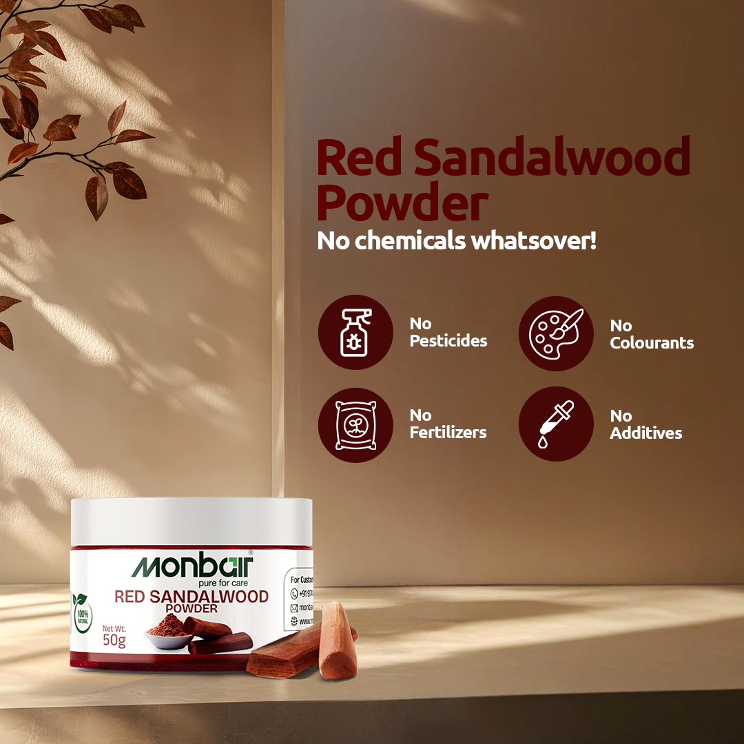 MONBAIR Premium Quality Organic Red Sandalwood Powder (50g)