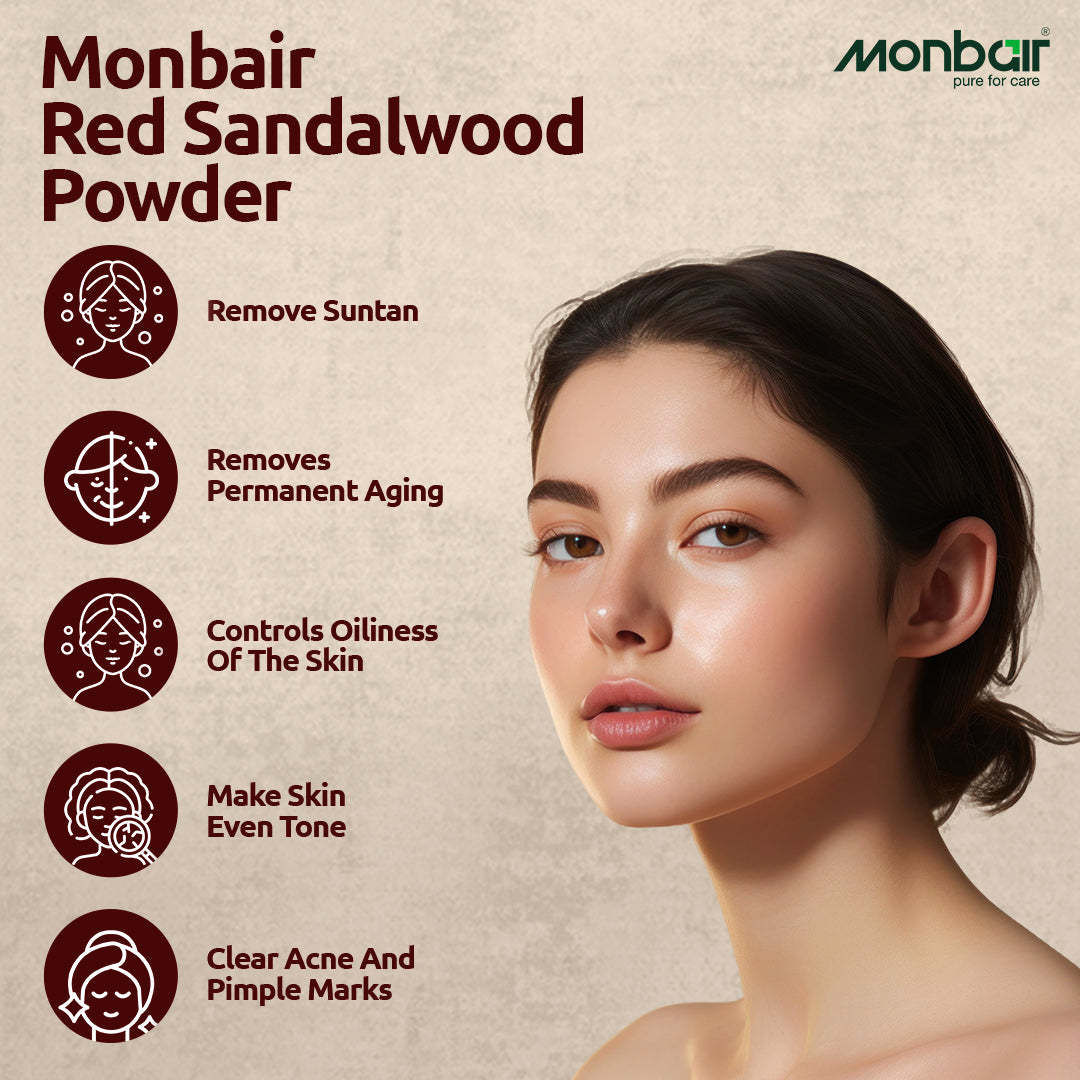 MONBAIR Premium Quality Organic Red Sandalwood Powder (50g)