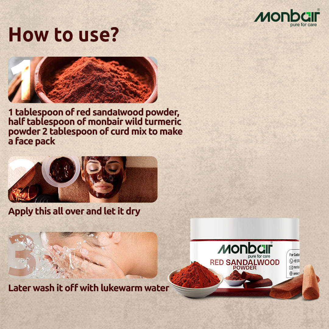 MONBAIR Premium Quality Organic Red Sandalwood Powder (50g)