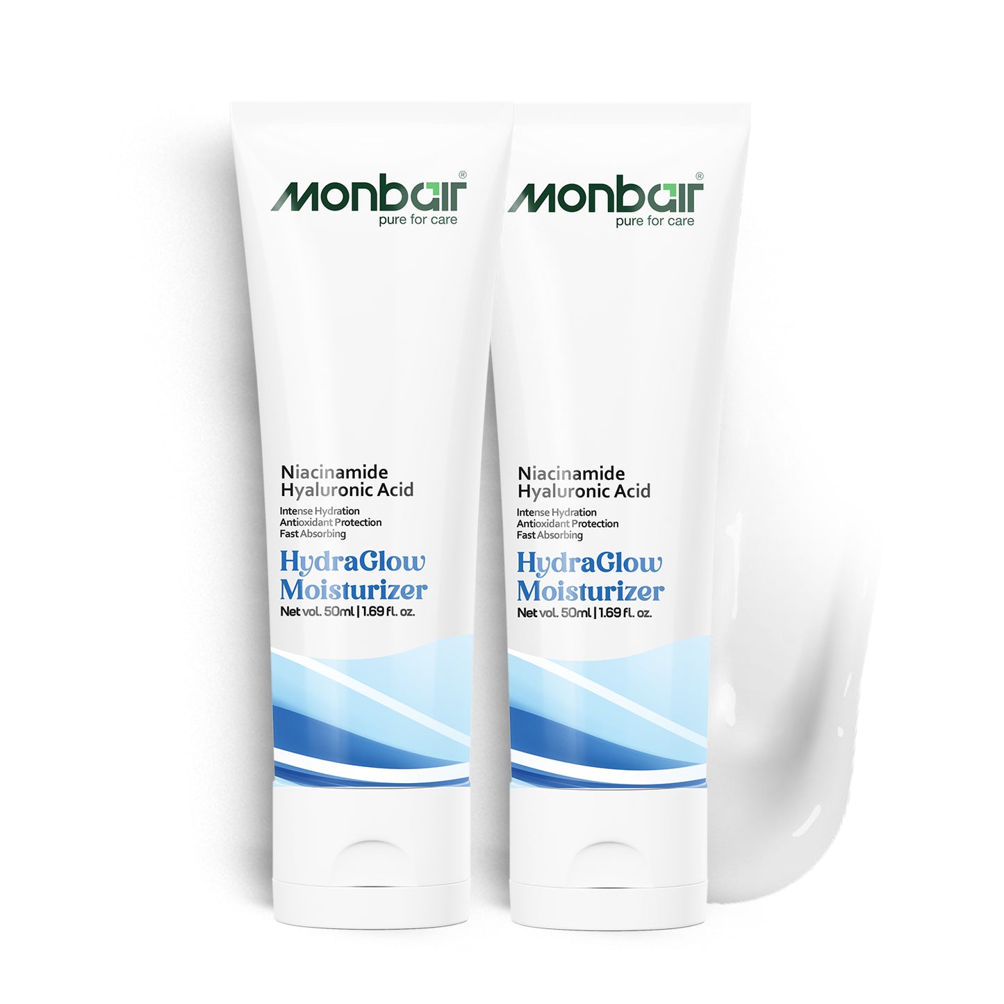 MONBAIR Moisturizing Cream for All Skin Types | Hydra Glow Hyaluronic acid (Pack of 2) (50 ml)