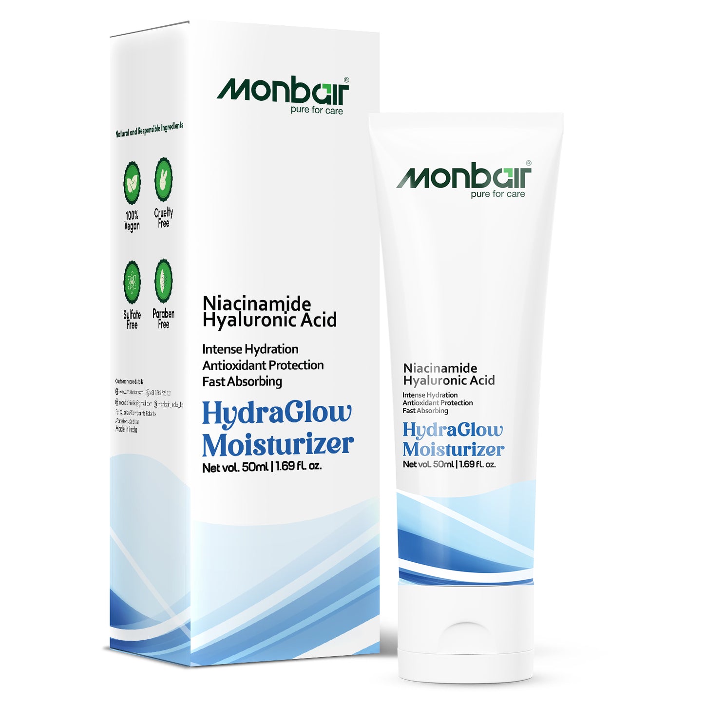 Monbair Hydra Glow Face Moisturizer with Hyaluronic Acid – Daily Anti-Aging Moisturizing Cream – 50ml