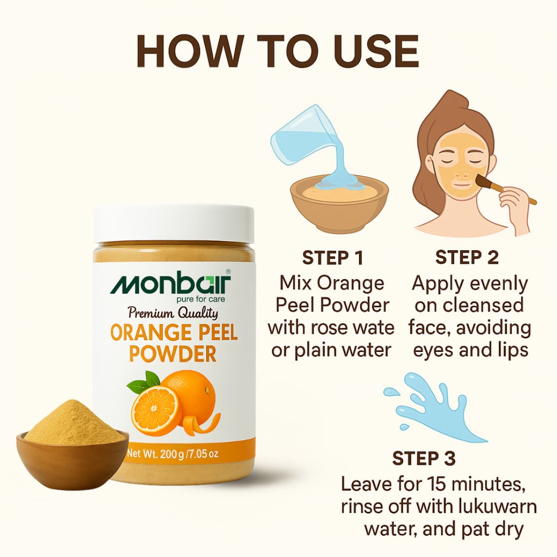MONBAIR Premium Quality Organic Orange Peel Powder (200 g)