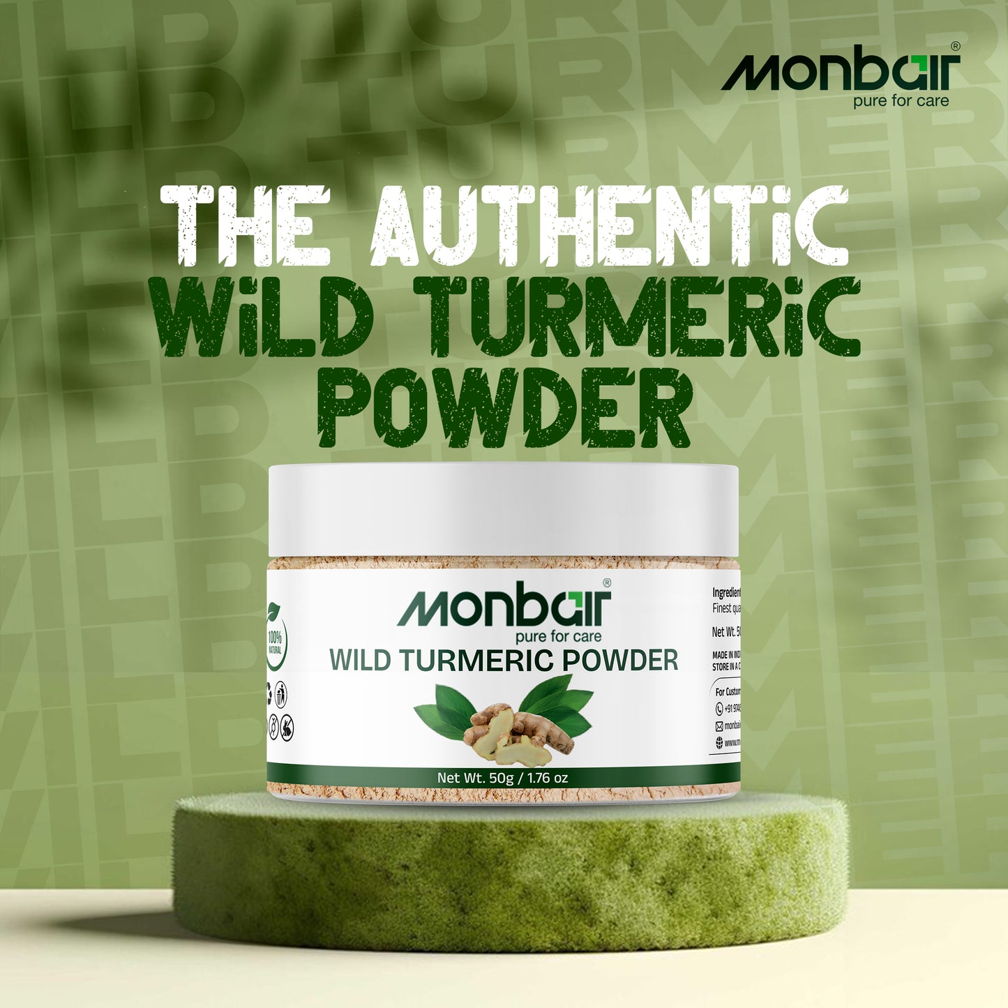 MONBAIR Wild turmeric powder | Kasturi turmeric | kasturi haldi powder 50 gm