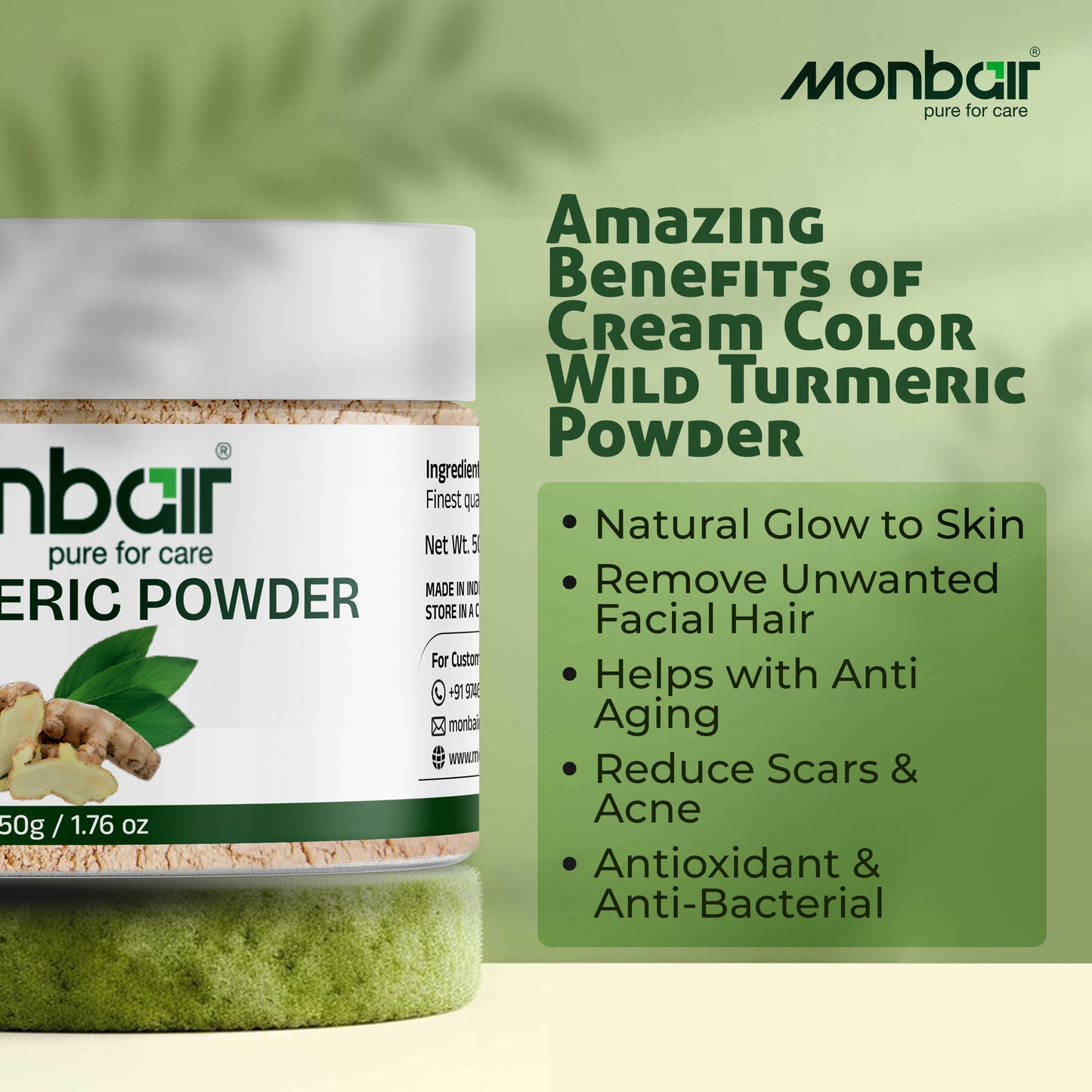 MONBAIR Wild turmeric powder | Kasturi turmeric | kasturi haldi powder 50 gm