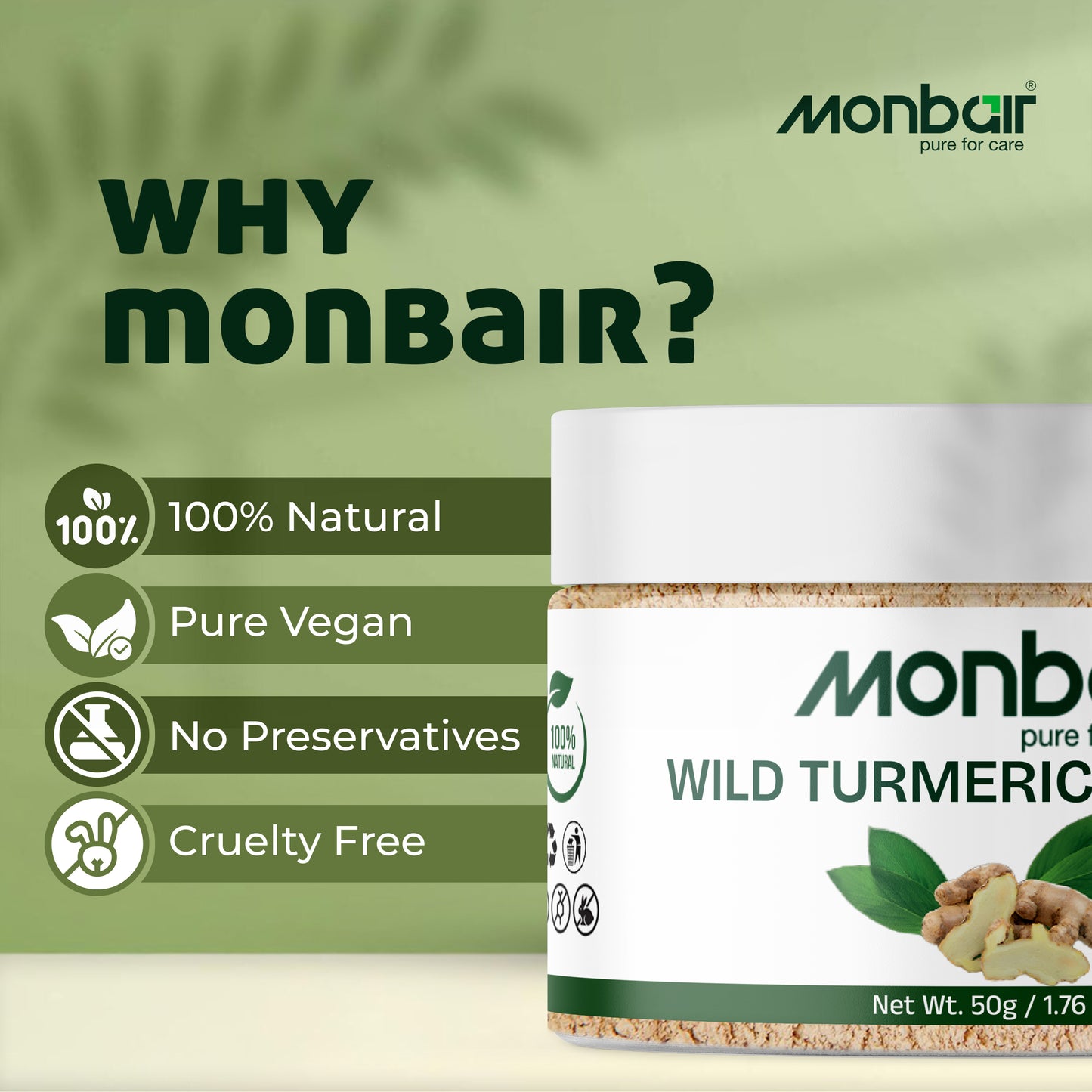 MONBAIR Wild turmeric powder | Kasturi turmeric | kasturi haldi powder 50 gm