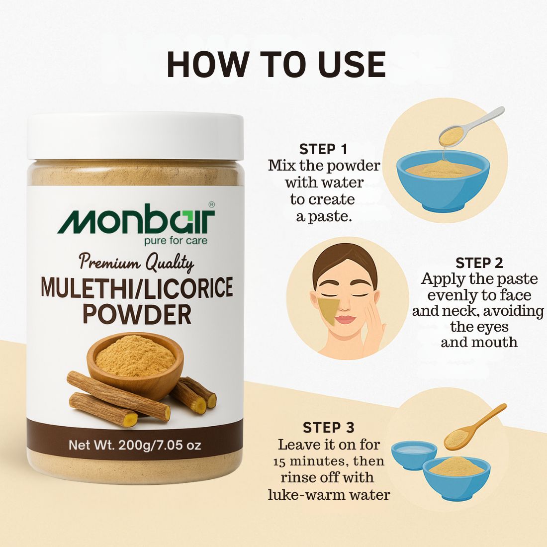 MONBAIR Premium Quality Organic Mulethi/Licorice Powder 200 Grams