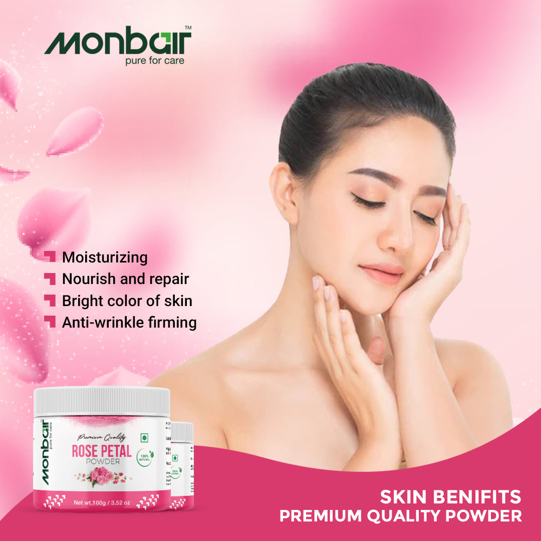 MONBAIR Premium Quality Organic Rose Petal Powder (100gm)