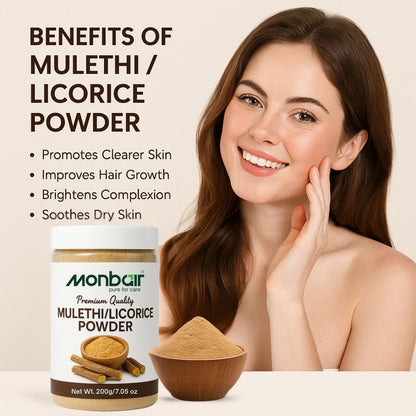 MONBAIR Premium Quality Organic Mulethi/Licorice Powder 200 Grams