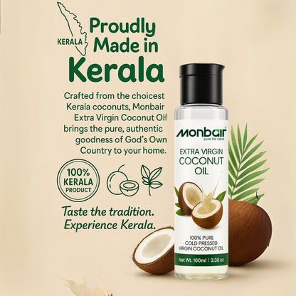 MONBAIR Virgin Coconut Oil | Cold Pressed, 100% Pure Natural | Hair, Body, Baby Massage  (100 ml)