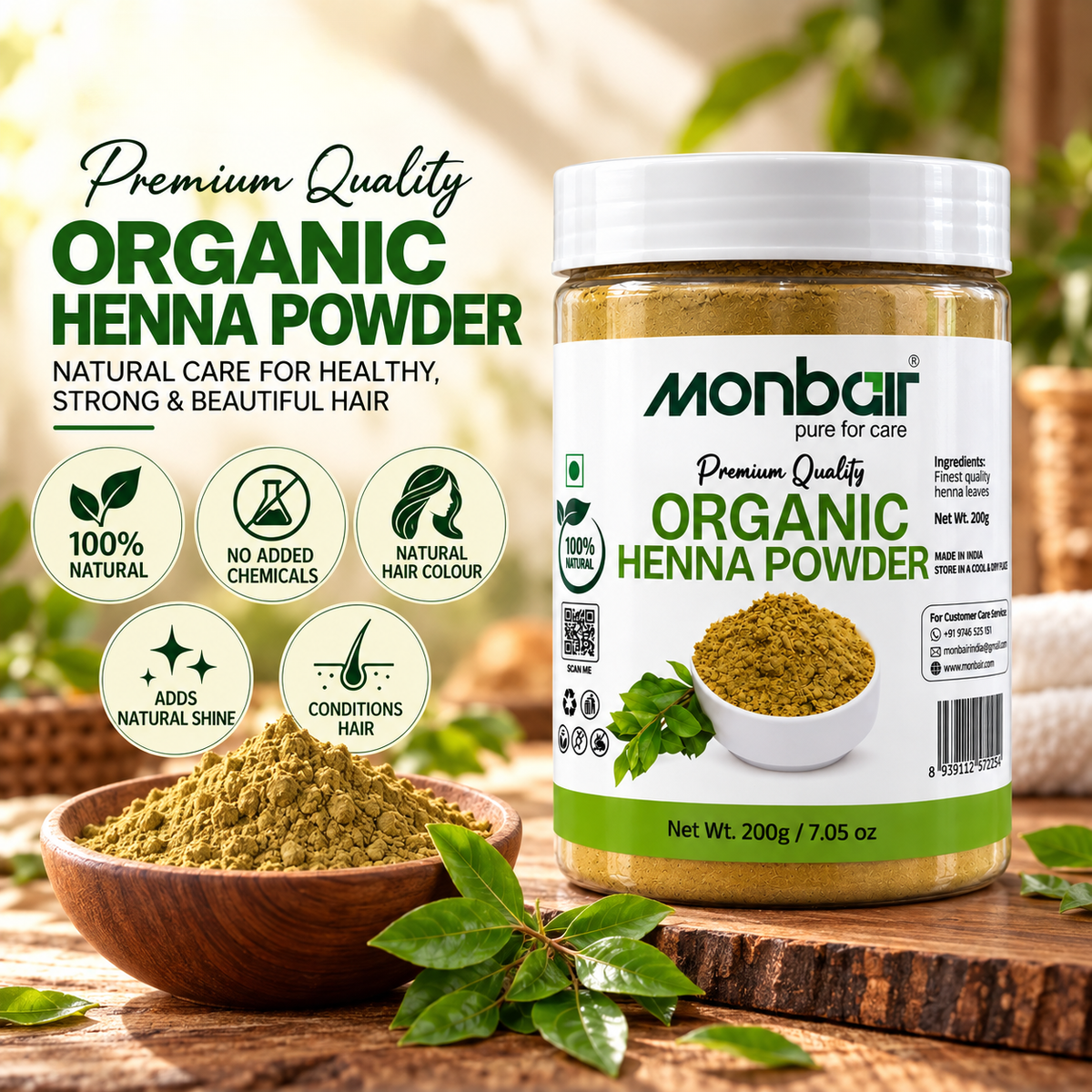 Premium Quality Organic Henna Powder (200 g)