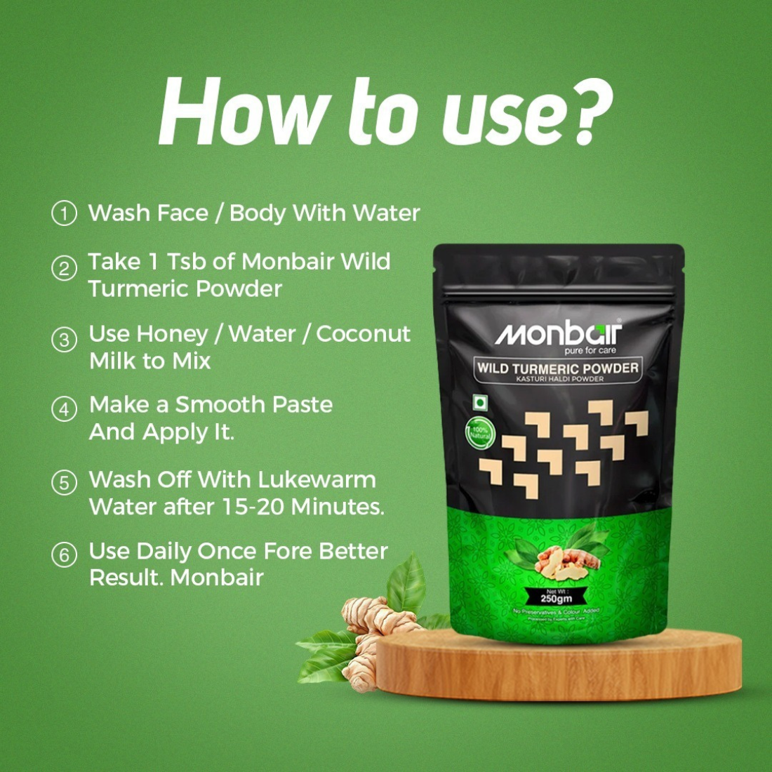 Wild turmeric powder | kasturi haldi powder 100 gm