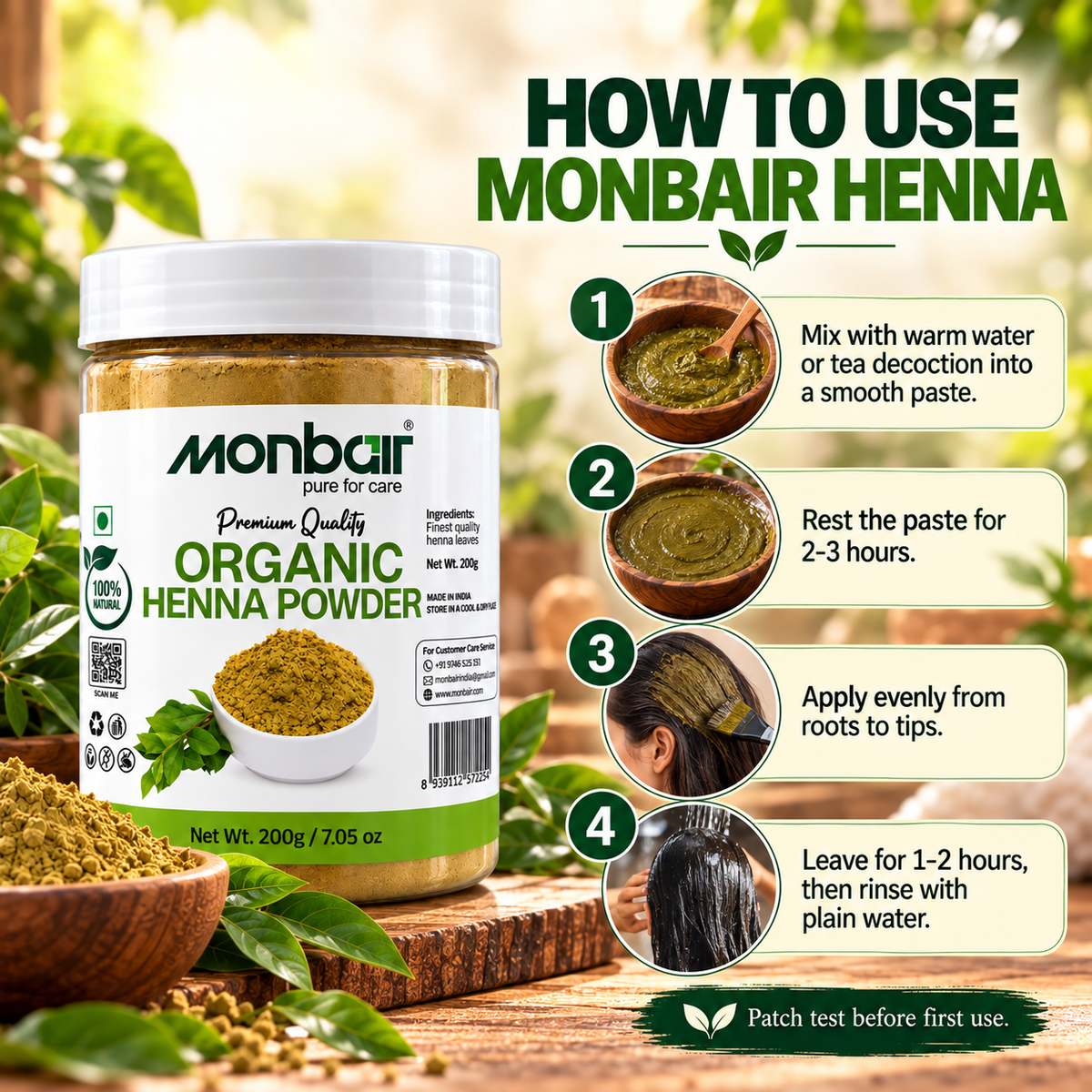 Premium Quality Organic Henna Powder (200 g)
