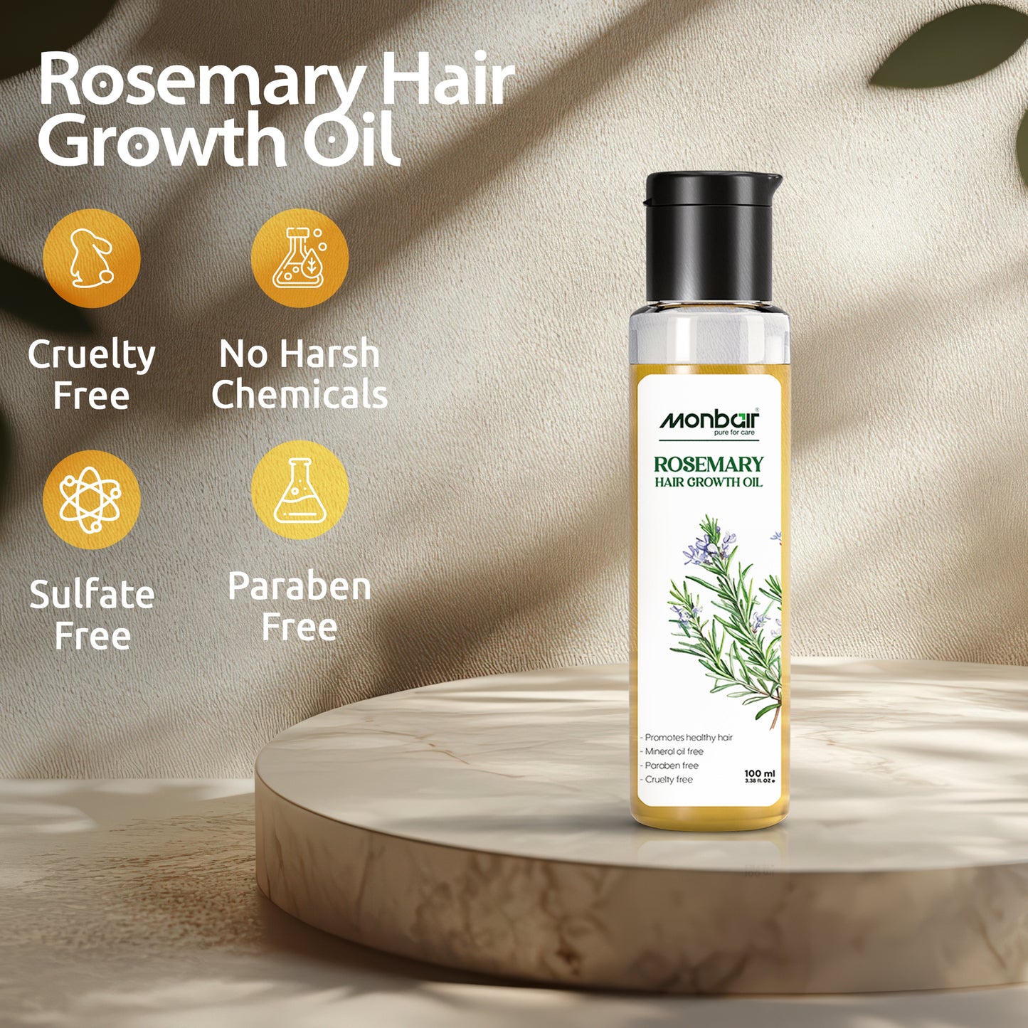 MONBAIR Rosemary Hair Growth Oil – Promotes Healthy Hair Growth Anti-Inflammatory combo pack of 2