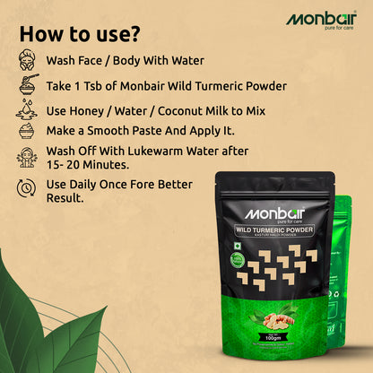 MONBAIR Wild turmeric powder | kasturi haldi powder 100 gm