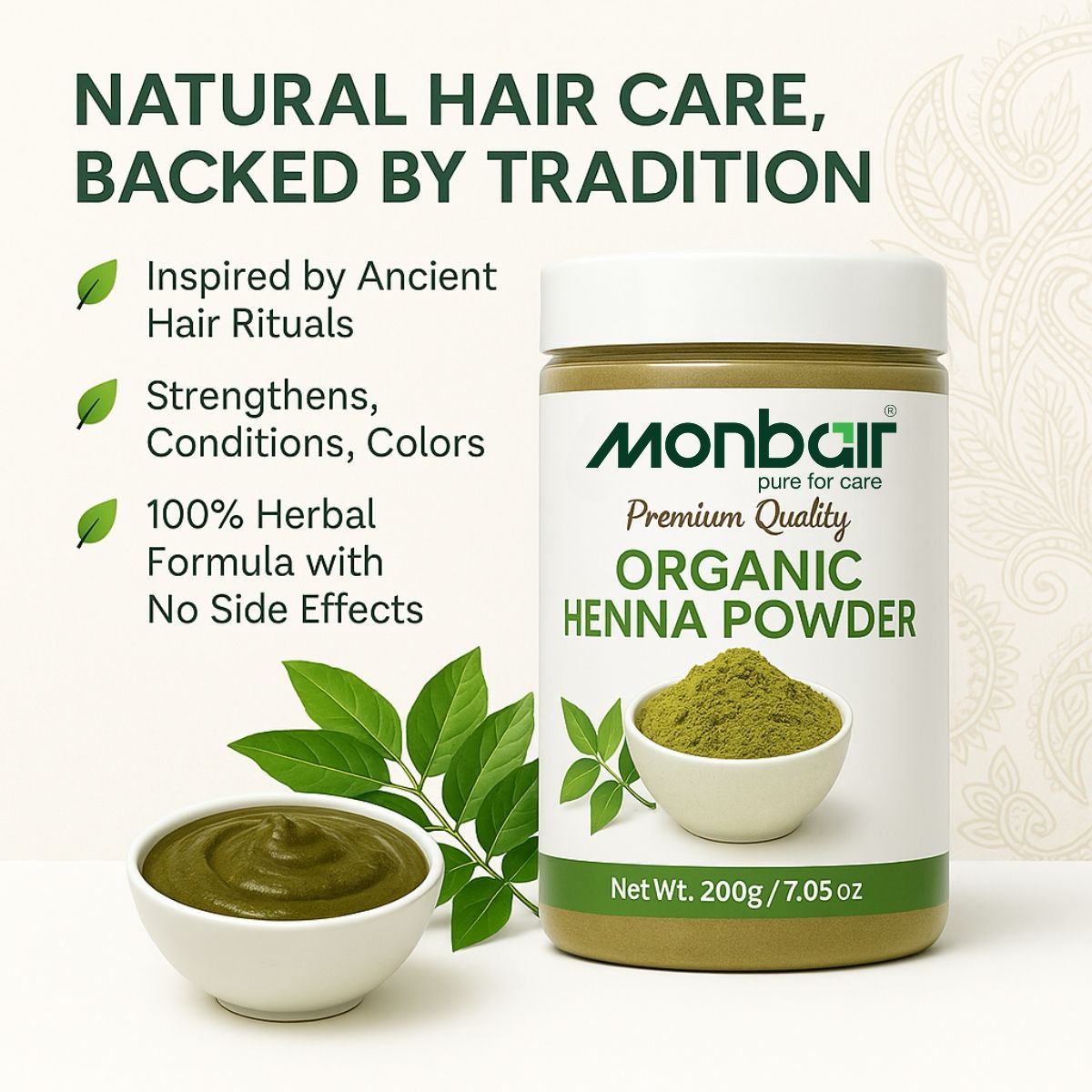 MONBAIR Premium Quality Organic Henna Powder (200 g)