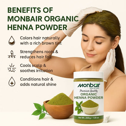 MONBAIR Premium Quality Organic Henna Powder (200 g)