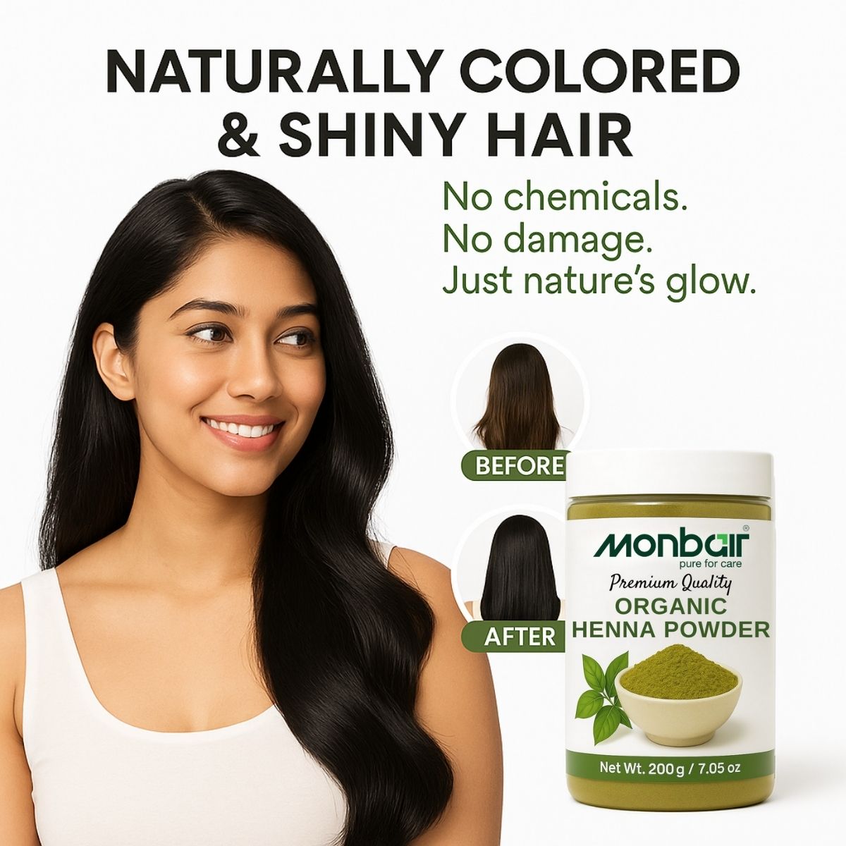 MONBAIR Premium Quality Organic Henna Powder (200 g)