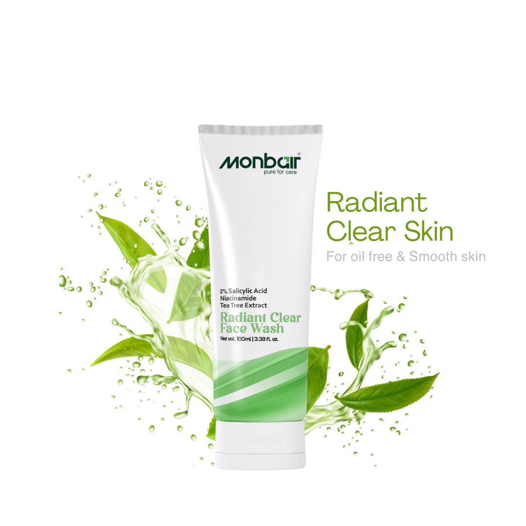 Radiant Clear Face Wash with 2% Salicylic Acid For Oily Skin | Sulphate free, Anti Acne Face Cleanser With LHA & Zinc For Acne or Pimples | For Women & Men | 100 ml